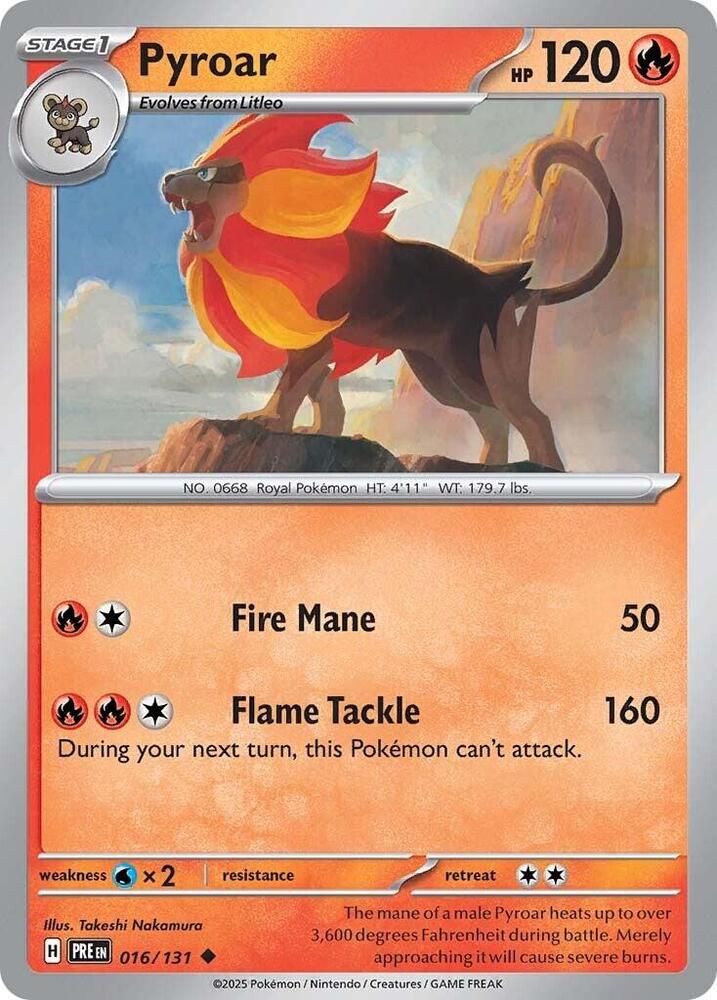 Pyroar - 016/131 - SV: Prismatic Evolutions (PRE) - Normal - Pokemon TCG Card