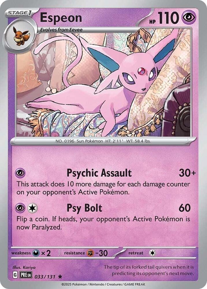 Espeon - 033/131 - SV: Prismatic Evolutions (PRE) - Reverse Holofoil - Pokemon TCG Card