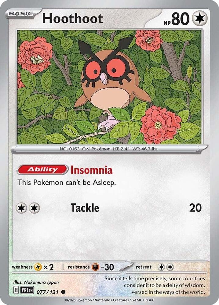 Hoothoot - 077/131 - SV: Prismatic Evolutions (PRE) - Normal - Pokemon TCG Card