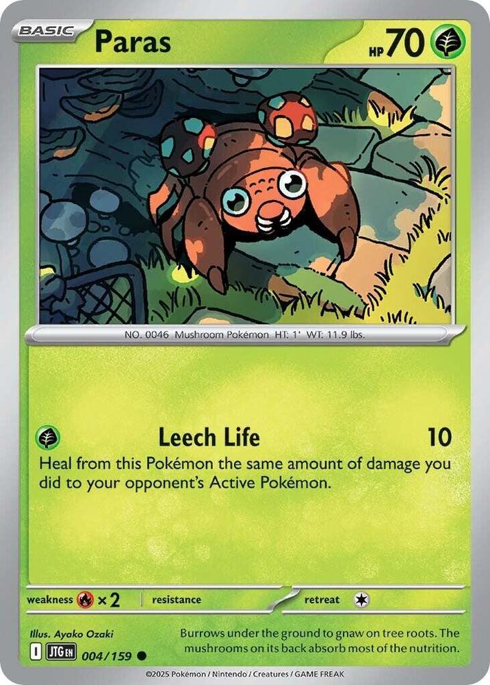 Paras - 004/159 - SV09: Journey Together (JTG) - Normal - Pokemon TCG Card