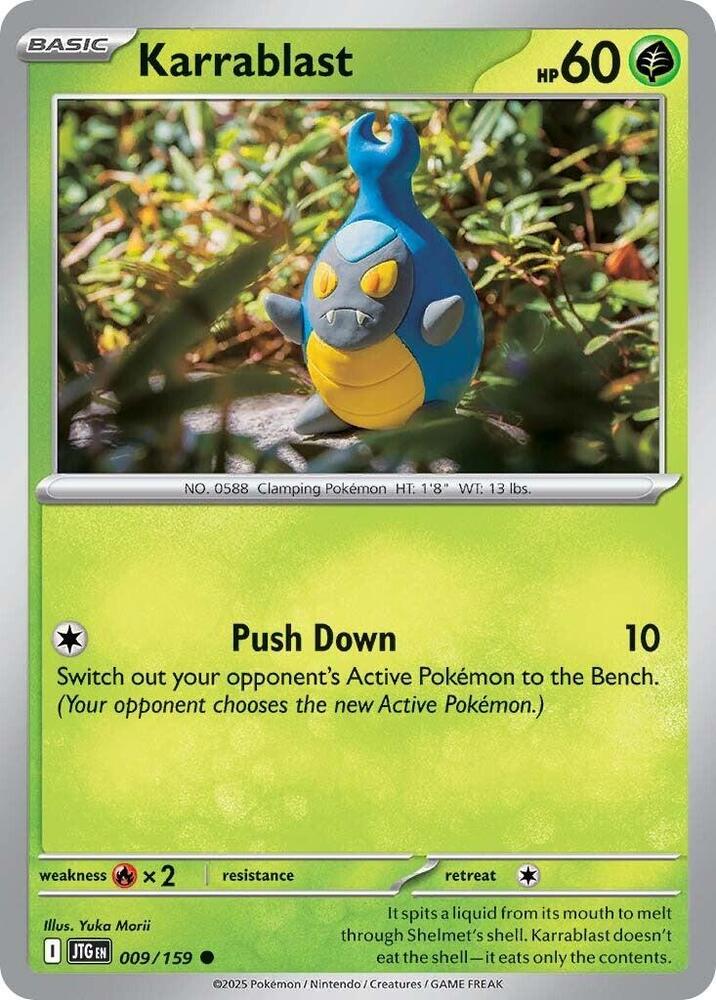 Karrablast - 009/159 - SV09: Journey Together (JTG) - Reverse Holofoil - Pokemon TCG Card
