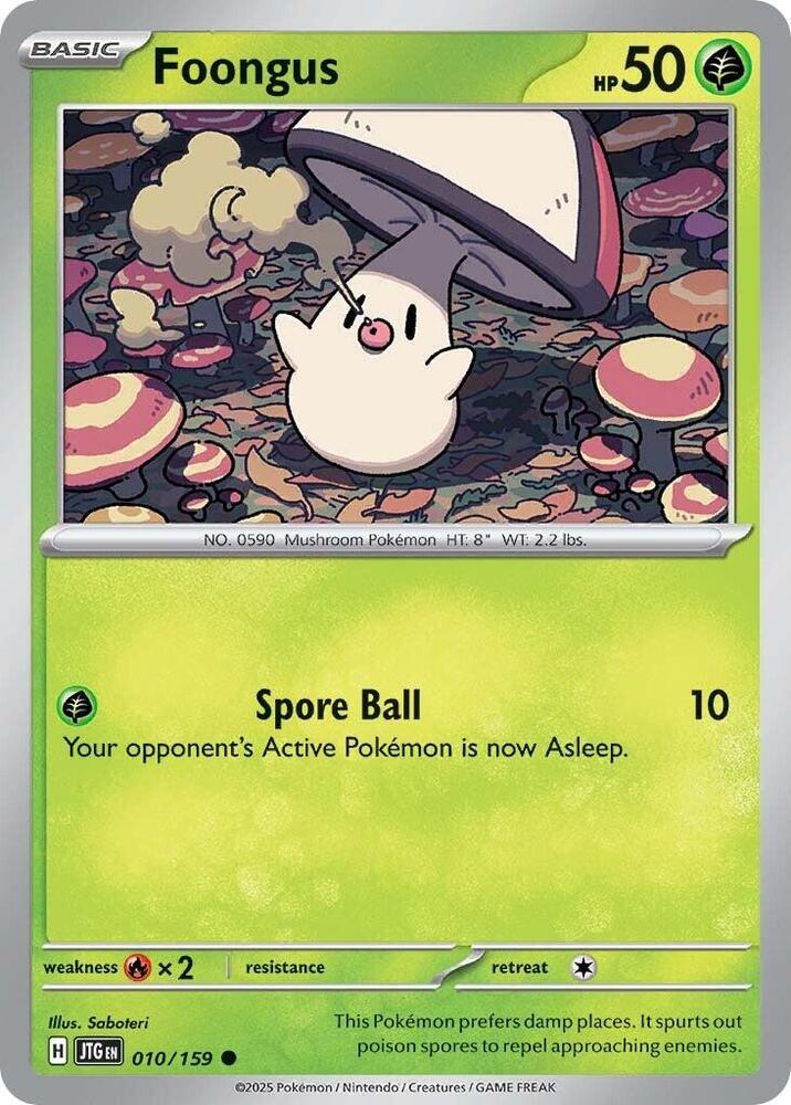 Foongus - 010/159 - SV09: Journey Together (JTG) - Normal - Pokemon TCG Card