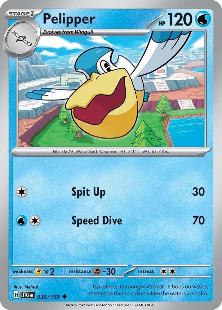 Pelipper - 039/159 - SV09: Journey Together (JTG) - Reverse Holofoil - Pokemon TCG Card