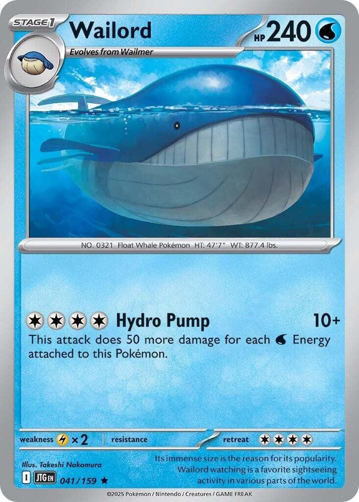 Wailord - 041/159 - SV09: Journey Together (JTG) - Rare - Holofoil - Pokemon TCG Card