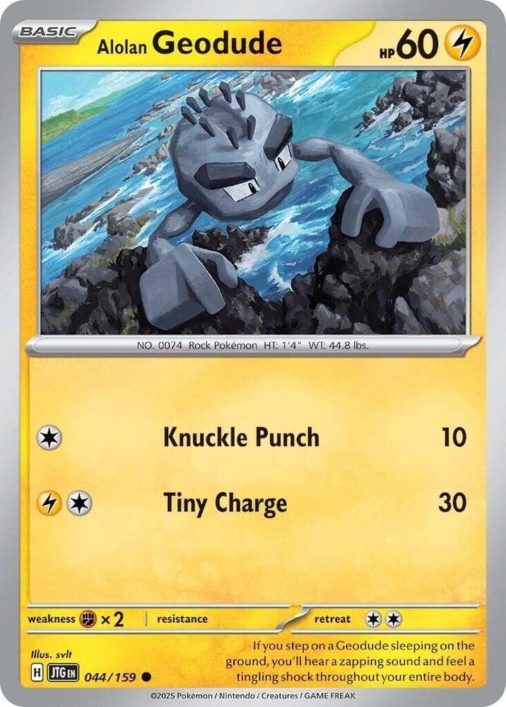 Alolan Geodude - 044/159 - SV09: Journey Together (JTG) - Reverse Holofoil - Pokemon TCG Card