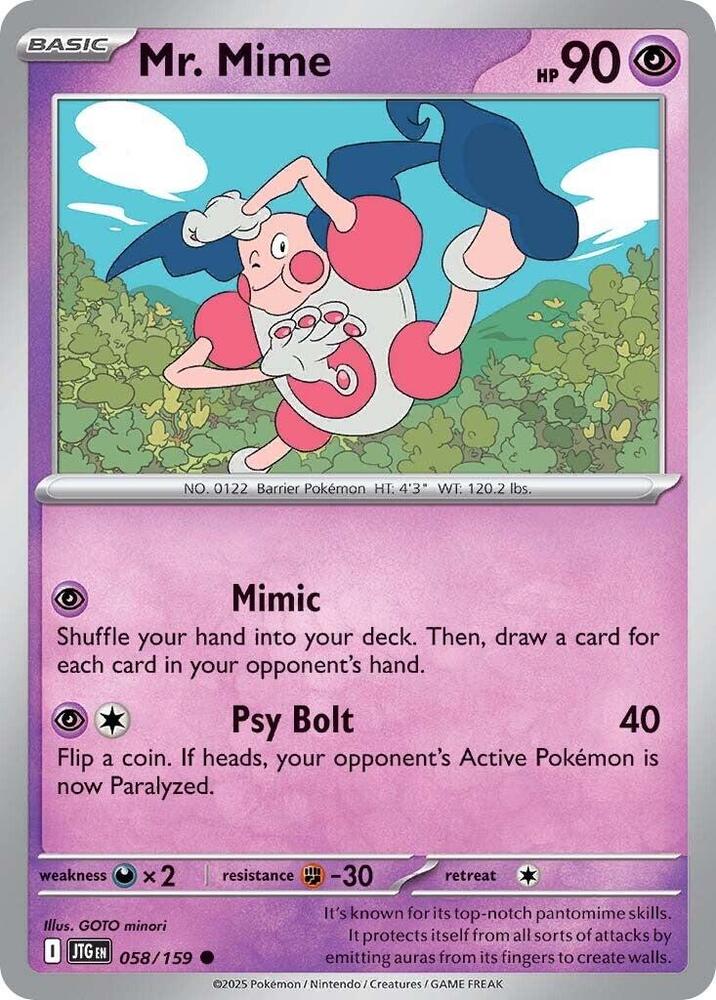 Mr. Mime - 058/159 - SV09: Journey Together (JTG) - Normal - Pokemon TCG Card