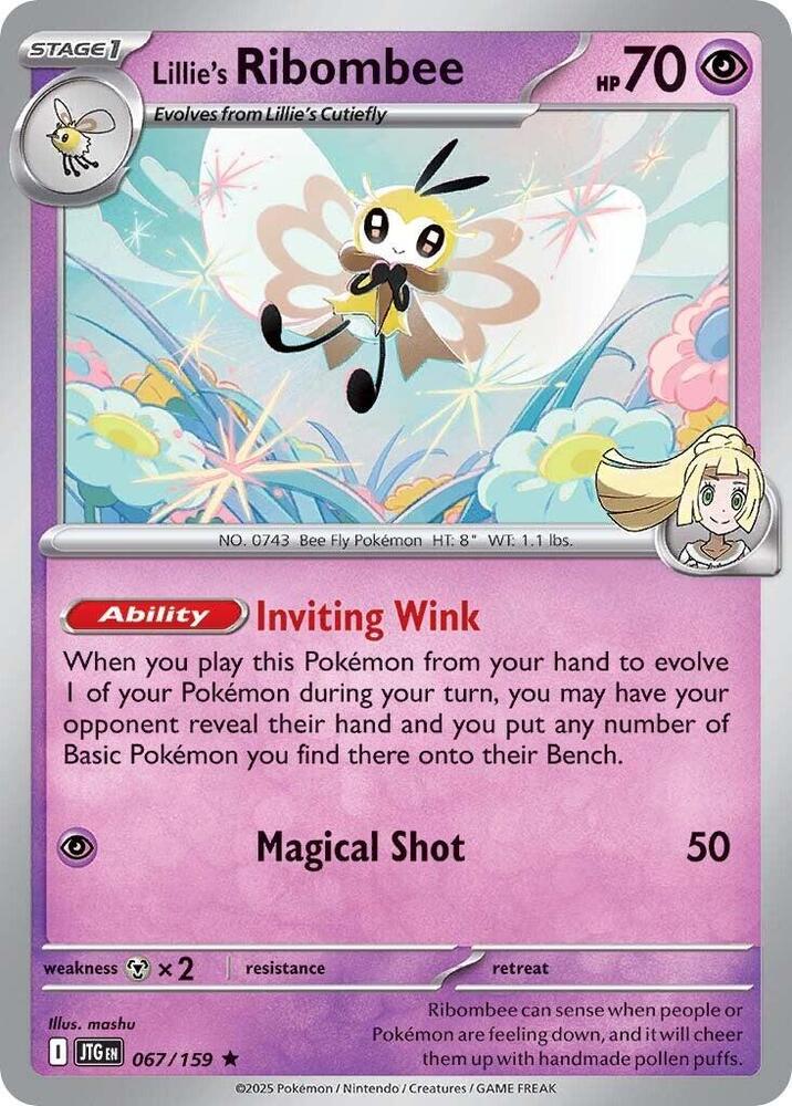 Lillie's Ribombee - 067/159 - SV09: Journey Together (JTG) - Rare - Reverse Holofoil - Pokemon TCG Card