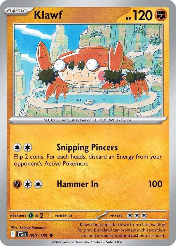 Klawf - 090/159 - SV09: Journey Together (JTG) - Normal - Pokemon TCG Card