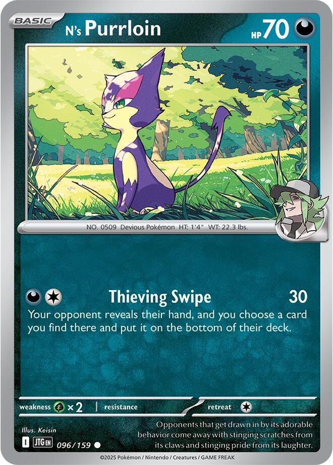 N's Purrloin - 096/159 - SV09: Journey Together (JTG) - Reverse Holofoil - Pokemon TCG Card