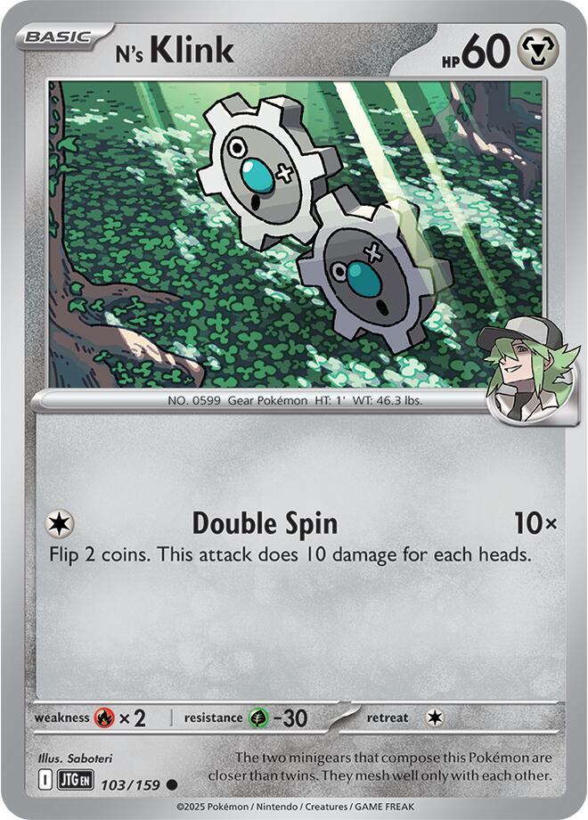 N's Klink - 103/159 - SV09: Journey Together (JTG) - Normal - Pokemon TCG Card