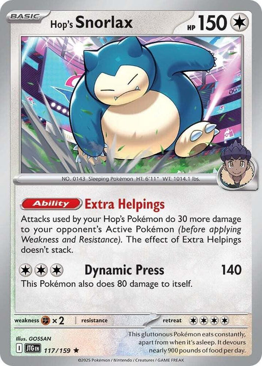 Hop's Snorlax - 117/159 - SV09: Journey Together (JTG) - Holofoil - Pokemon TCG Card