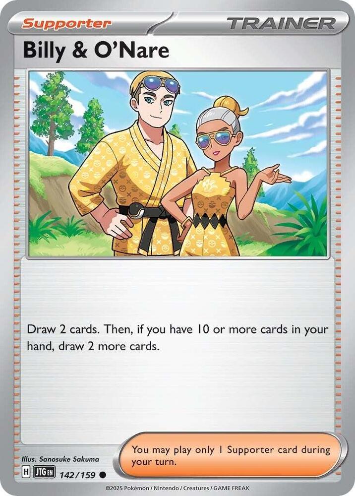 Billy & O'Nare - 142/159 - SV09: Journey Together (JTG) - Reverse Holofoil - Pokemon TCG Card