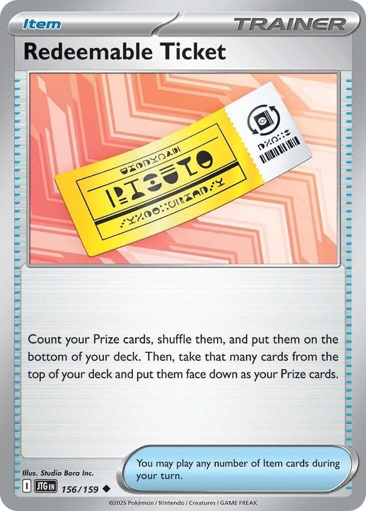 Redeemable Ticket - 156/159 - SV09: Journey Together (JTG) - Normal - Pokemon TCG Card