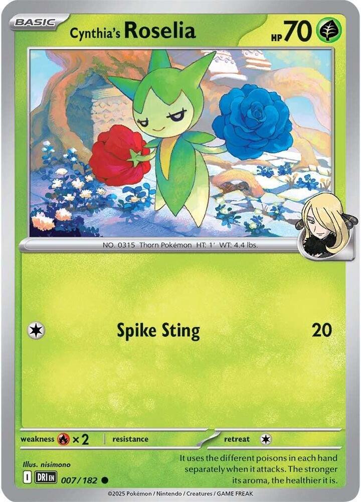 Cynthia's Roselia - 007/182 - SV10: Destined Rivals (DRI) - Normal - Pokemon TCG Card