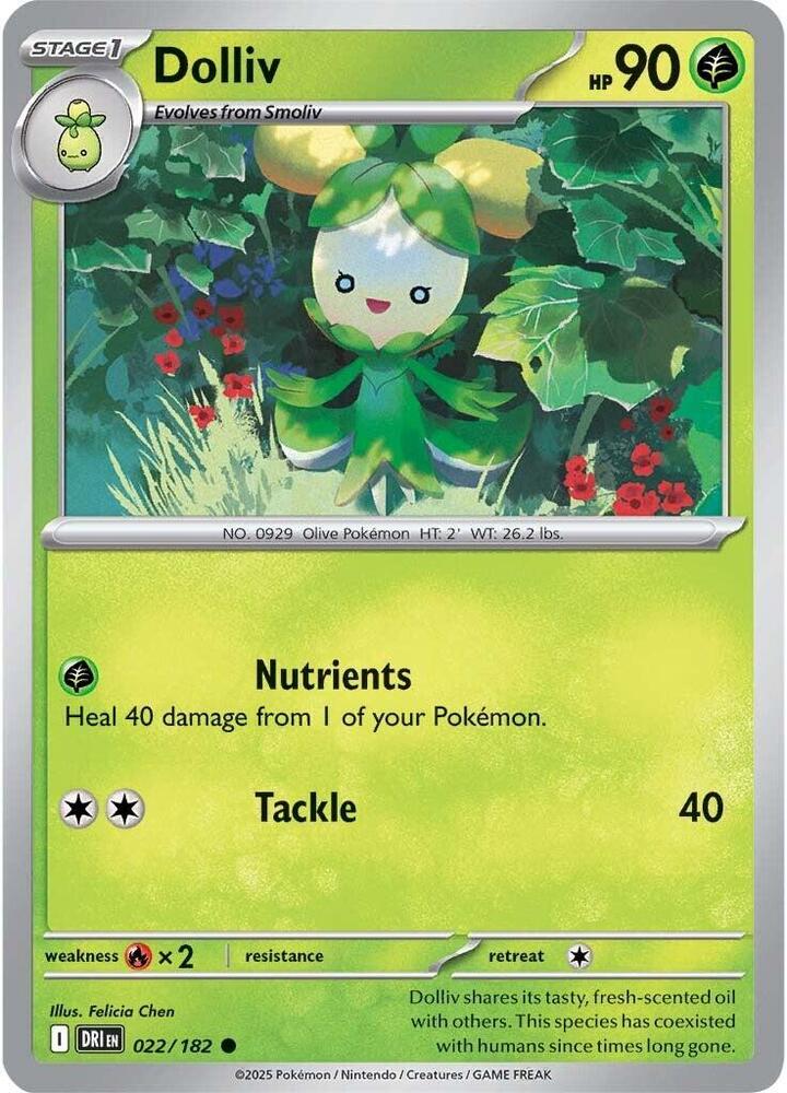 Dolliv - 022/182 - SV10: Destined Rivals (DRI) - Reverse Holofoil - Pokemon TCG Card