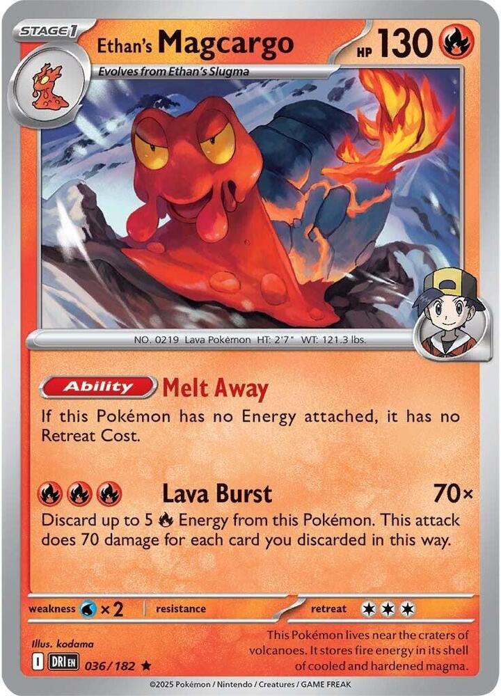 Ethan's Magcargo - 036/182 - SV10: Destined Rivals (DRI) - Reverse Holofoil - Pokemon TCG Card