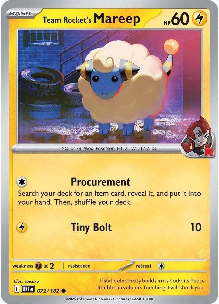 Team Rocket's Mareep - 072/182 - SV10: Destined Rivals (DRI) - Normal - Pokemon TCG Card