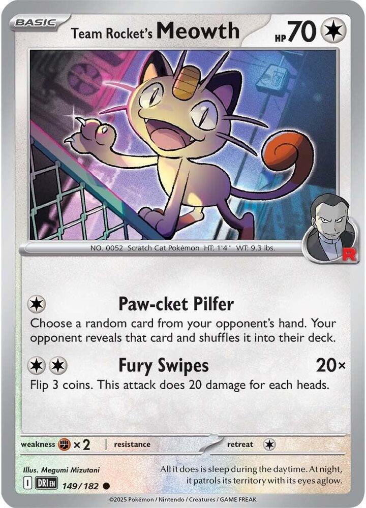 Team Rocket's Meowth - 149/182 - SV10: Destined Rivals (DRI) - Normal - Pokemon TCG Card