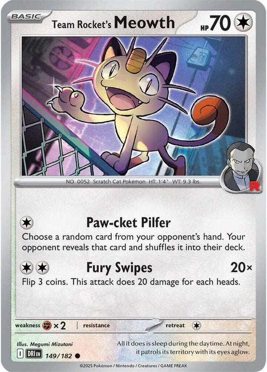 Team Rocket's Meowth - 149/182 - SV10: Destined Rivals (DRI) - Normal - Pokemon TCG Card