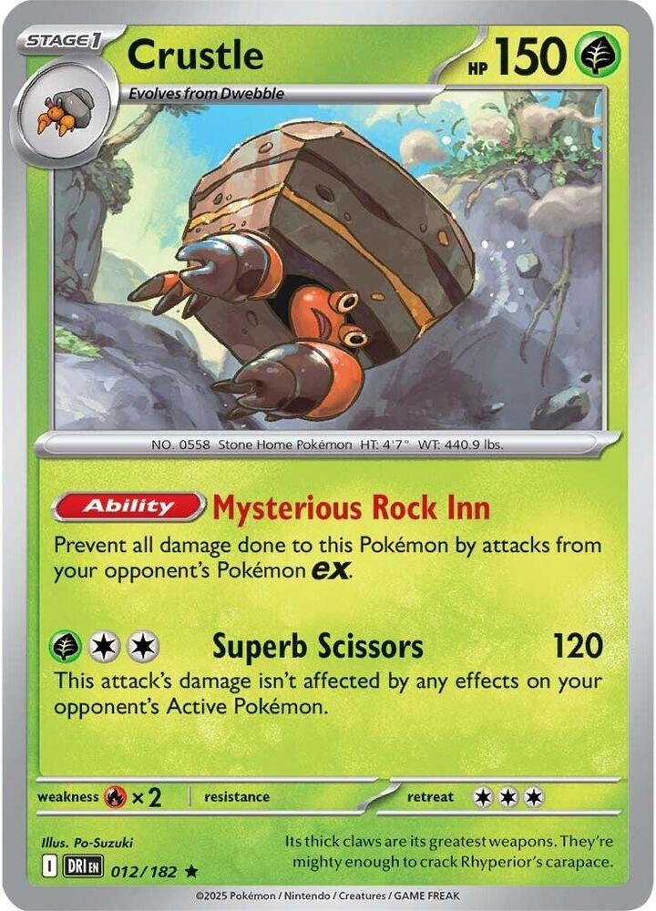Crustle - 012/182 - SV10: Destined Rivals (DRI) - Rare - Reverse Holofoil - Pokemon TCG Card