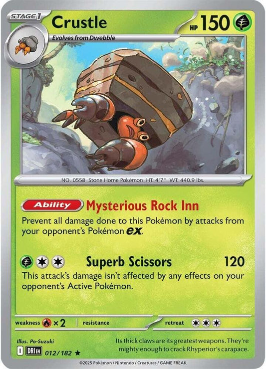 Crustle - 012/182 - SV10: Destined Rivals (DRI) - Rare - Reverse Holofoil - Pokemon TCG Card