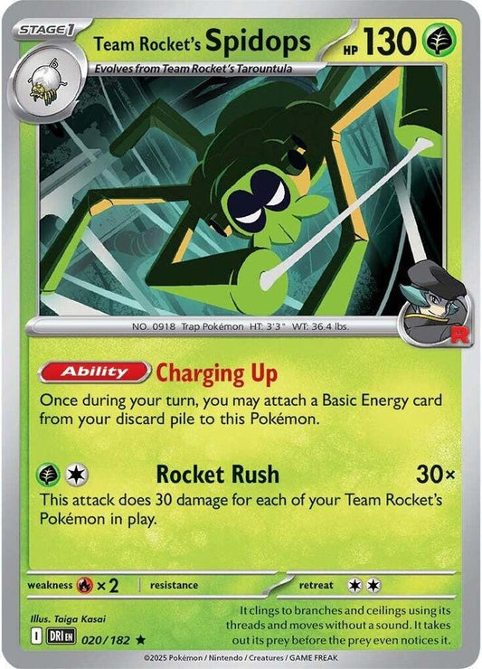 Team Rocket's Spidops - 020/182 - SV10: Destined Rivals (DRI) - Rare - Holofoil - Pokemon TCG Card