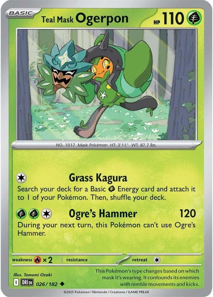 Teal Mask Ogerpon - 026/182 - SV10: Destined Rivals (DRI) - Normal - Pokemon TCG Card