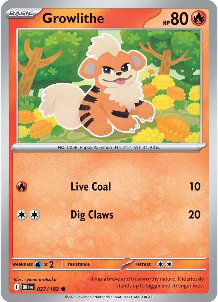 Growlithe - 027/182 - SV10: Destined Rivals (DRI) - Normal - Pokemon TCG Card