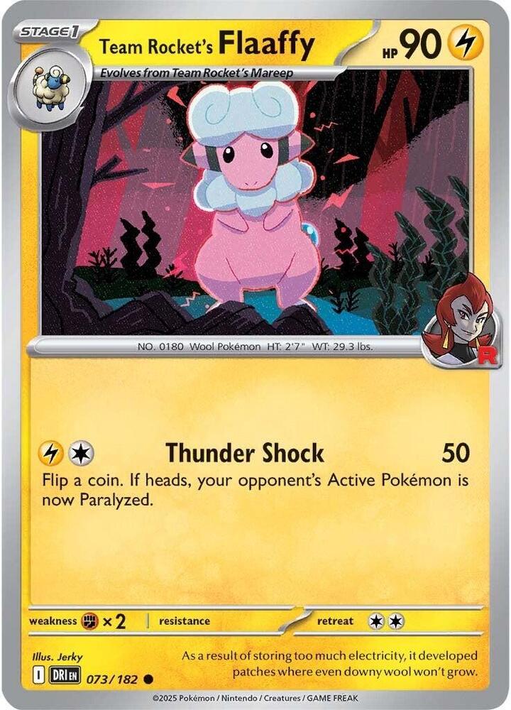Team Rocket's Flaaffy - 073/182 - SV10: Destined Rivals (DRI) - Reverse Holofoil - Pokemon TCG Card
