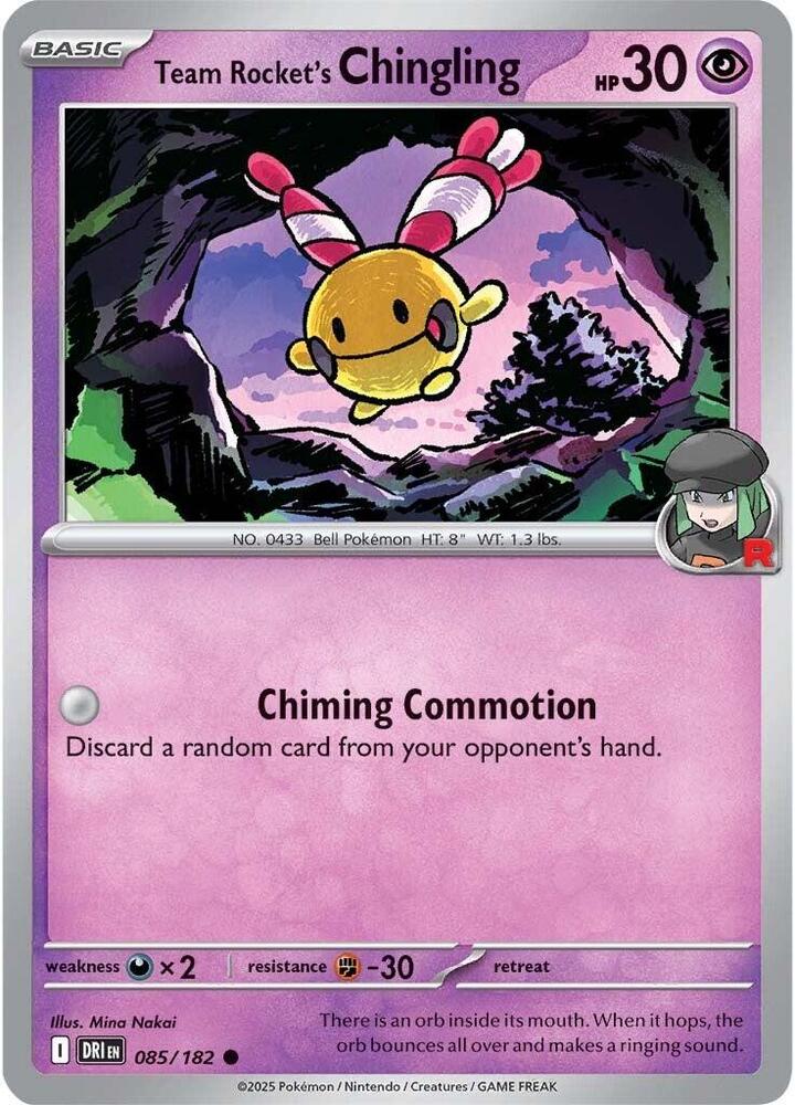 Team Rocket's Chingling - 085/182 - SV10: Destined Rivals (DRI) - Reverse Holofoil - Pokemon TCG Card