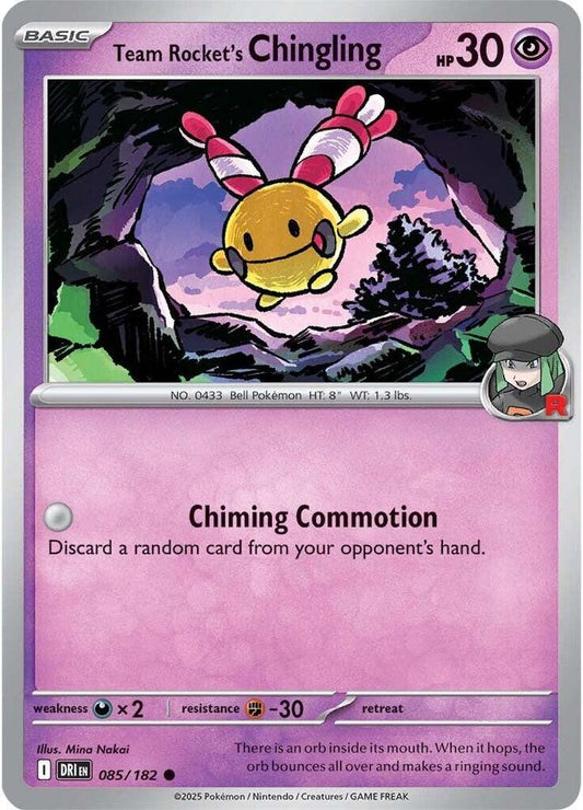 Team Rocket's Chingling - 085/182 - SV10: Destined Rivals (DRI) - Reverse Holofoil - Pokemon TCG Card