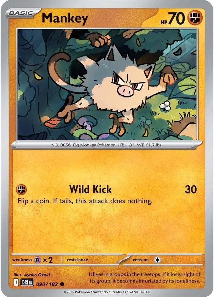 Mankey - 090/182 - SV10: Destined Rivals (DRI) - Normal - Pokemon TCG Card