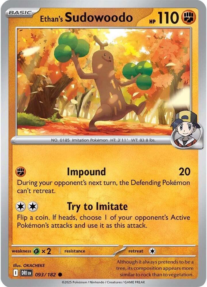 Ethan's Sudowoodo - 093/182 - SV10: Destined Rivals (DRI) - Normal - Pokemon TCG Card
