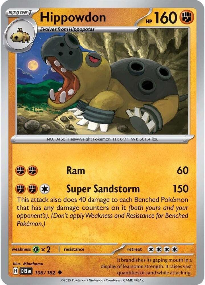 Hippowdon - 106/182 - SV10: Destined Rivals (DRI) - Normal - Pokemon TCG Card