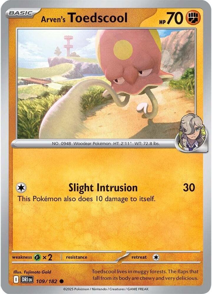Arven's Toedscool - 109/182 - SV10: Destined Rivals (DRI) - Normal - Pokemon TCG Card
