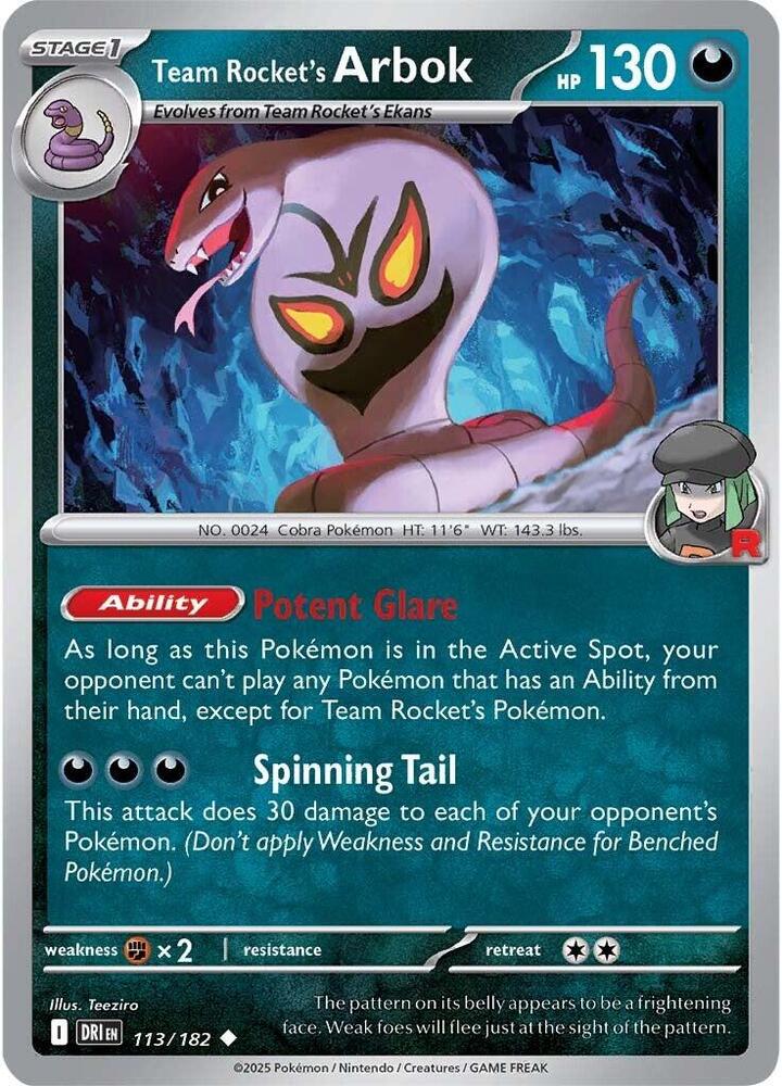 Team Rocket's Arbok - 113/182 - SV10: Destined Rivals (DRI) - Normal - Pokemon TCG Card
