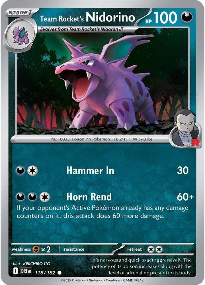 Team Rocket's Nidorino - 118/182 - SV10: Destined Rivals (DRI) - Normal - Pokemon TCG Card