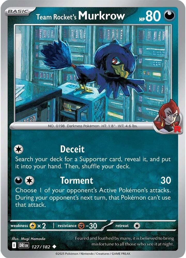 Team Rocket's Murkrow - 127/182 - SV10: Destined Rivals (DRI) - Uncommon - Reverse Holofoil - Pokemon TCG Card