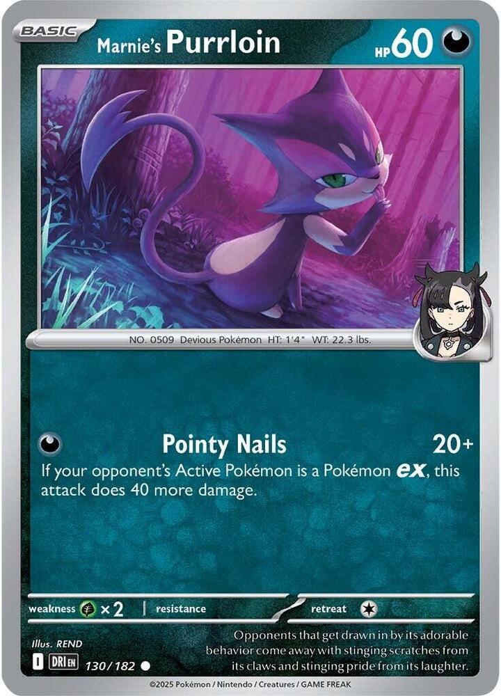 Marnie's Purrloin - 130/182 - SV10: Destined Rivals (DRI) - Normal - Pokemon TCG Card