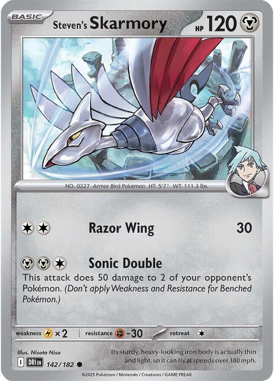 Steven's Skarmory - 142/182 - SV10: Destined Rivals (DRI) - Reverse Holofoil - Pokemon TCG Card
