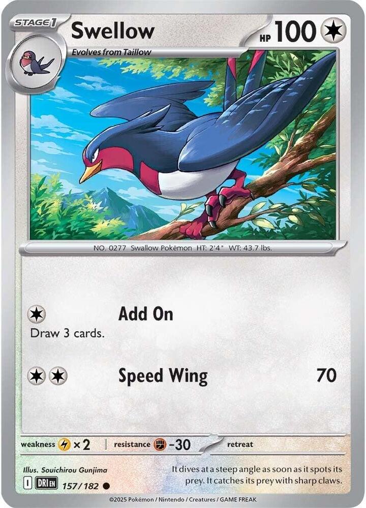 Swellow - 157/182 - SV10: Destined Rivals (DRI) - Normal - Pokemon TCG Card