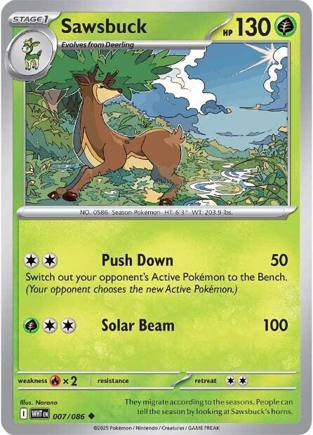 Sawsbuck - 007/086 - SV: White Flare (WHT) - Normal - Pokemon TCG Card