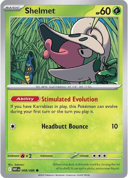 Shelmet - 008/086 - SV: White Flare (WHT) - Normal - Pokemon TCG Card