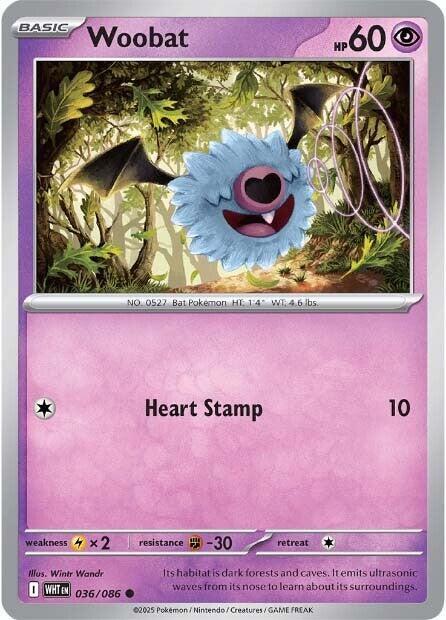 Woobat - 036/086 - SV: White Flare (WHT) - Normal - Pokemon TCG Card