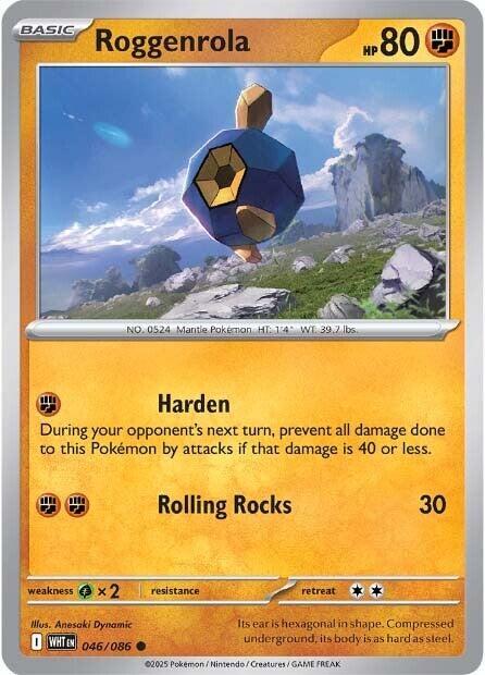 Roggenrola - 046/086 - SV: White Flare (WHT) - Reverse Holofoil - Pokemon TCG Card
