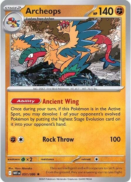 Archeops - 051/086 - SV: White Flare (WHT) - Reverse Holofoil - Pokemon TCG Card