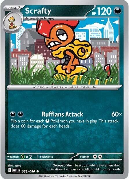 Scrafty - 058/086 - SV: White Flare (WHT) - Normal - Pokemon TCG Card