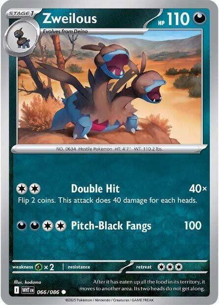 Zweilous - 066/086 - SV: White Flare (WHT) - Reverse Holofoil - Pokemon TCG Card