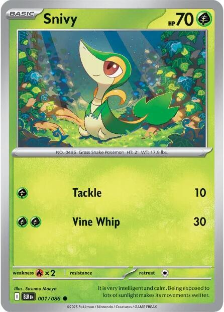 Snivy - 001/086 - SV: Black Bolt (BLK) - Normal - Pokemon TCG Card