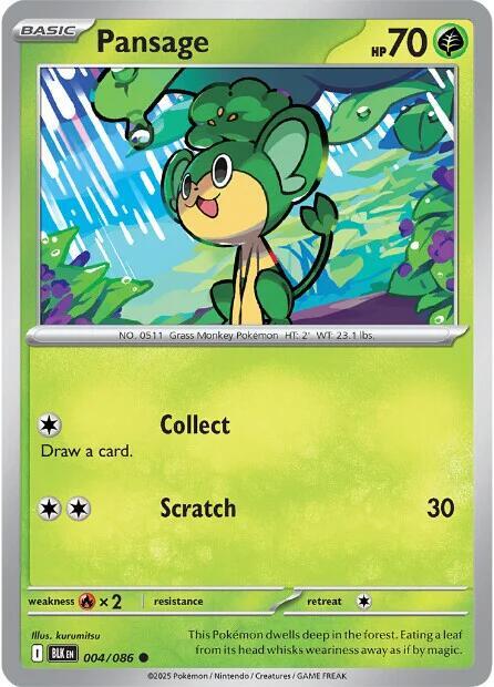 Pansage - 004/086 - SV: Black Bolt (BLK) - Normal - Pokemon TCG Card
